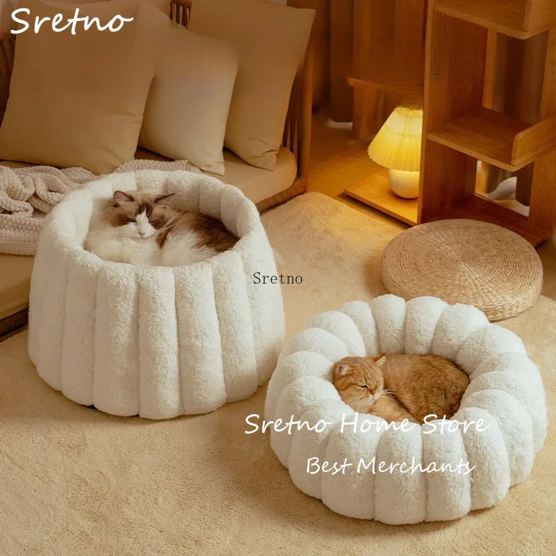 

SRETNO 2025 Winter New Cat Bed Coral Velvet Soft and Warm Dog Beds for Small and Medium Sized Dog Cat Nest Pet Sofa cama gatos