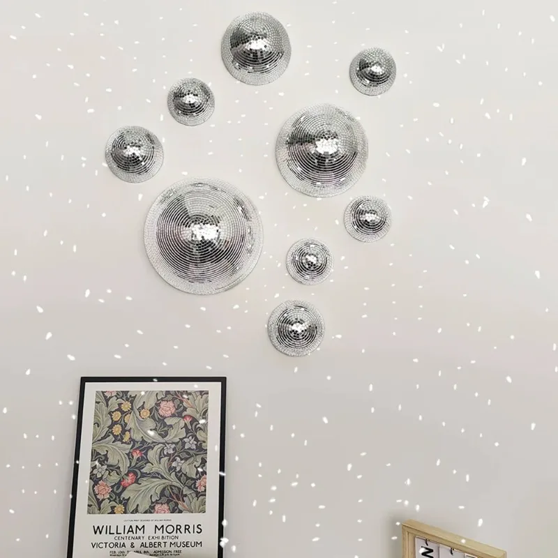 

Wall Disco Ball Mirrored Designs Metallic Home Decor Mirror Ball Decoration For Wedding Disco Ball Semicircle Home Wall Art