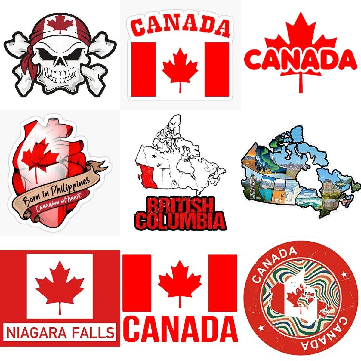 

Canada Flag Map Maple Leaves Creative PVC Sticker for Decorate Car Van Helmet Window Wall Fridge Decal Accessorie