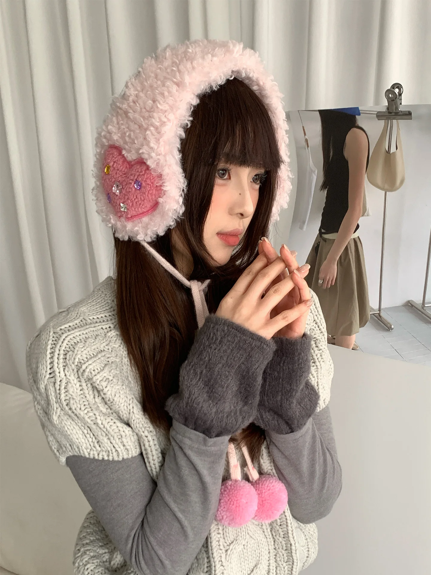 

Зимние наушники с утолщенным ремешком Sweet Love для женщин, пушистая защита ушей, теплые наушники для предотвращения холода