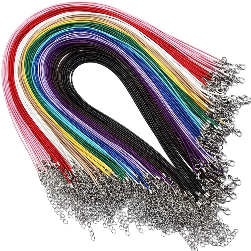 10Pcs/lot 1.5mm Colorful Fauxs Leather Cord 50cm Braided Rope with Clasp for DIY Jewelry Making Necklace Bracelet Accessories