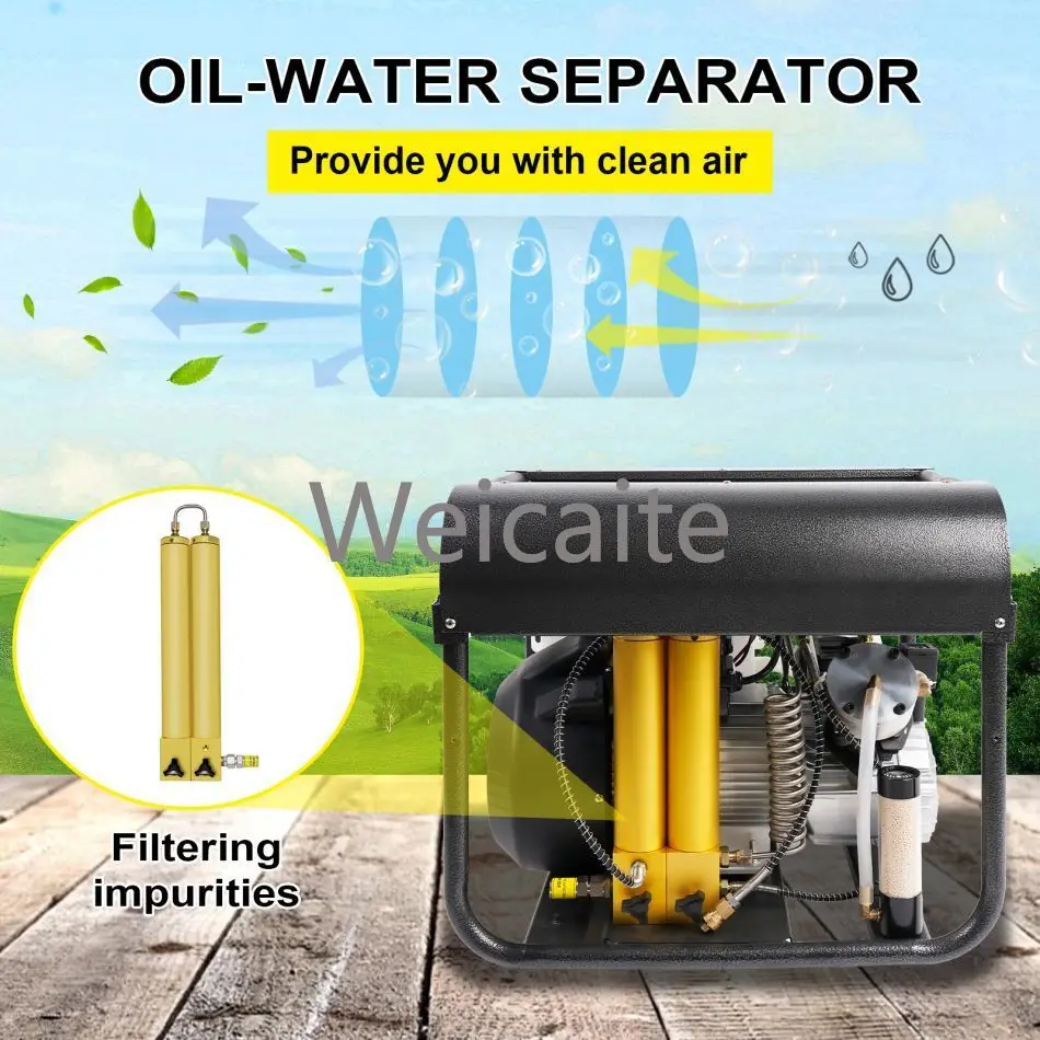 TUXING Automatic Shutdown Double Cylinder Built-in Filter 30mpa 4500psi 300bar Portable Diving PCP LCD Display Air Compressor