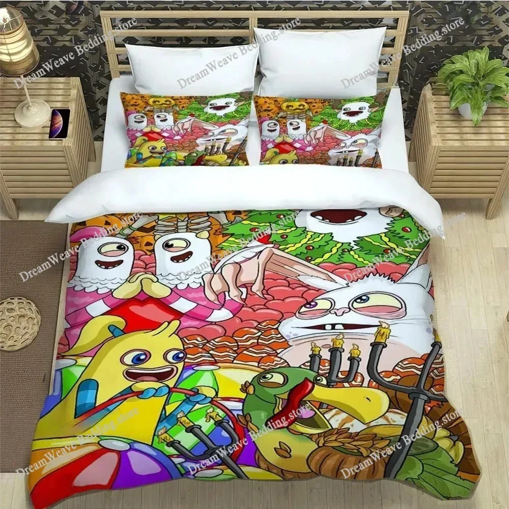 My Singing Monsters Anime Bedding Set Single Twin Full Queen King Size Duvet Cover Set for Adults Boys Bedroom 2025 Home Textile