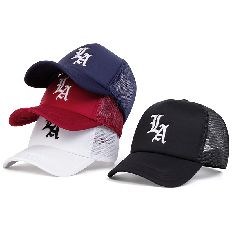 Unisex LA Letter Embroidery Baseball Net Caps Spring and Summer Outdoor Adjustable Casual Hats Sunscreen Hat