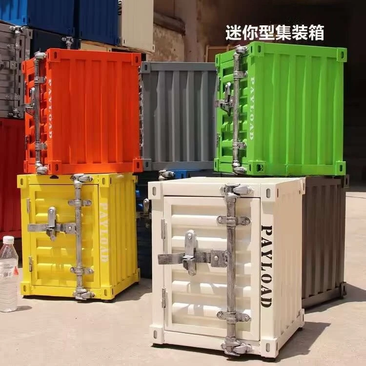 Industrial Style Container Small Cabinet Iron Sheet Lockable Storage Nightstand Low Metal Organizer Home Furniture Decor