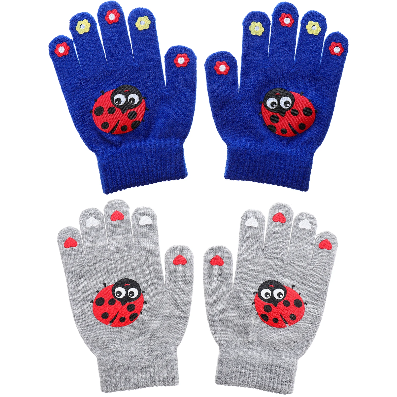 Cartoon Animal Gloves Knit 5 Pairs Winter Windproof Kids Gloves Warm Mitten Children Cycling Long Lasting Durable Proper Size