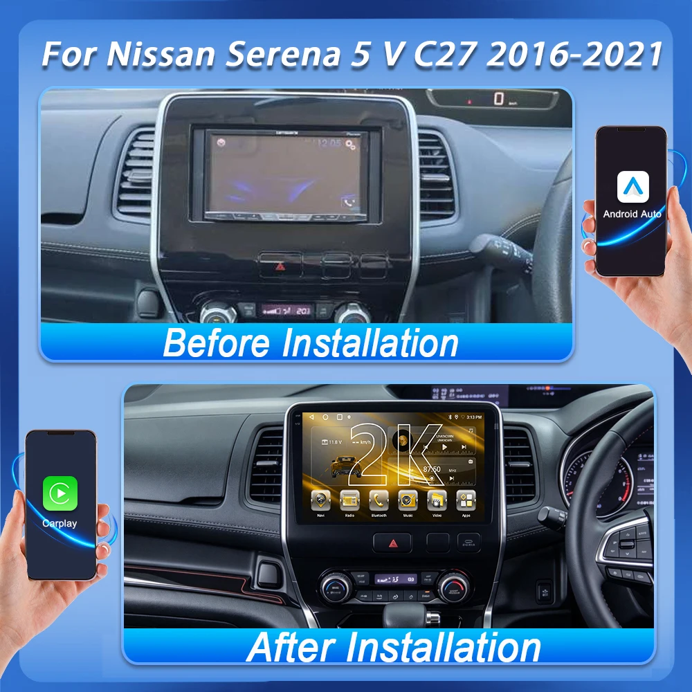 For Nissan Serena 5 V C27 2016 2017 2018 2019 2020 2021 Android 16 Auto Radio Stereo Multimedia Car Player GPS Navigation 5G RDS