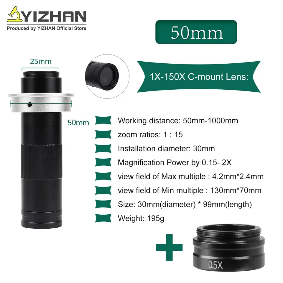 YIZHAN 215x 180x 150x Lens 0.7X~4.5X Adjustable Magnification