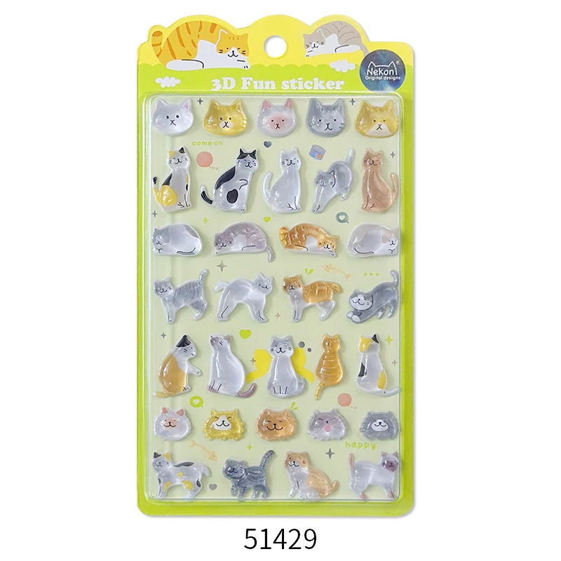 3D الإغاثة هلام ملصقات الكرتون الحيوان ملصق الحلوى شبح أرنب ملصقات الجمالية DIY جراب هاتف مذكرات القرطاسية ملصق #6