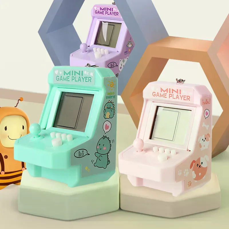 Mini Portable Game Console With Keychain Children Handheld Puzzle Retro Arcade