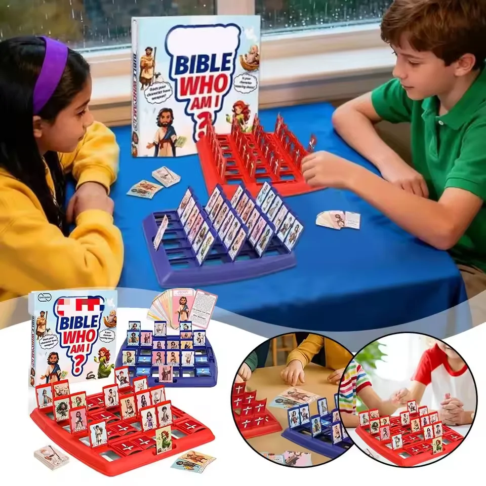 Guess Who I Am Puzzle juegos de tablero de ajedrez 24 personajes de la Biblia con historia de vida y tarjeta de versículo juguetes interactivos para dos personas para niños