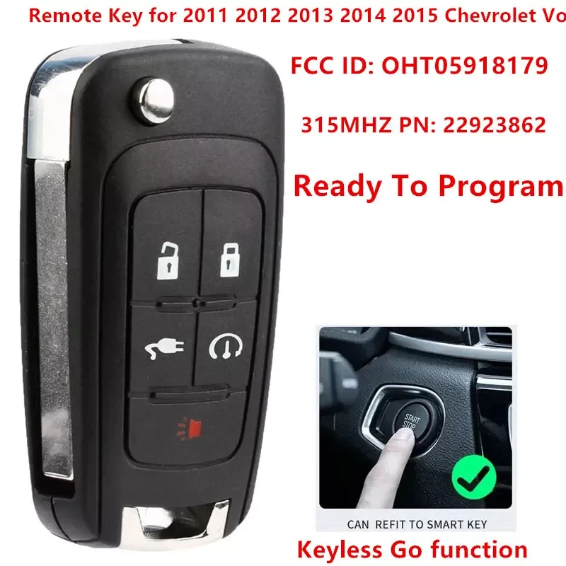 Keyecu For 2011 2012 2013 2014 2015 Chevrolet Volt Keyless Entry Flip Smart Remote Key Fob 315MHZ FCC:OHT05918179 P/N: 22923862