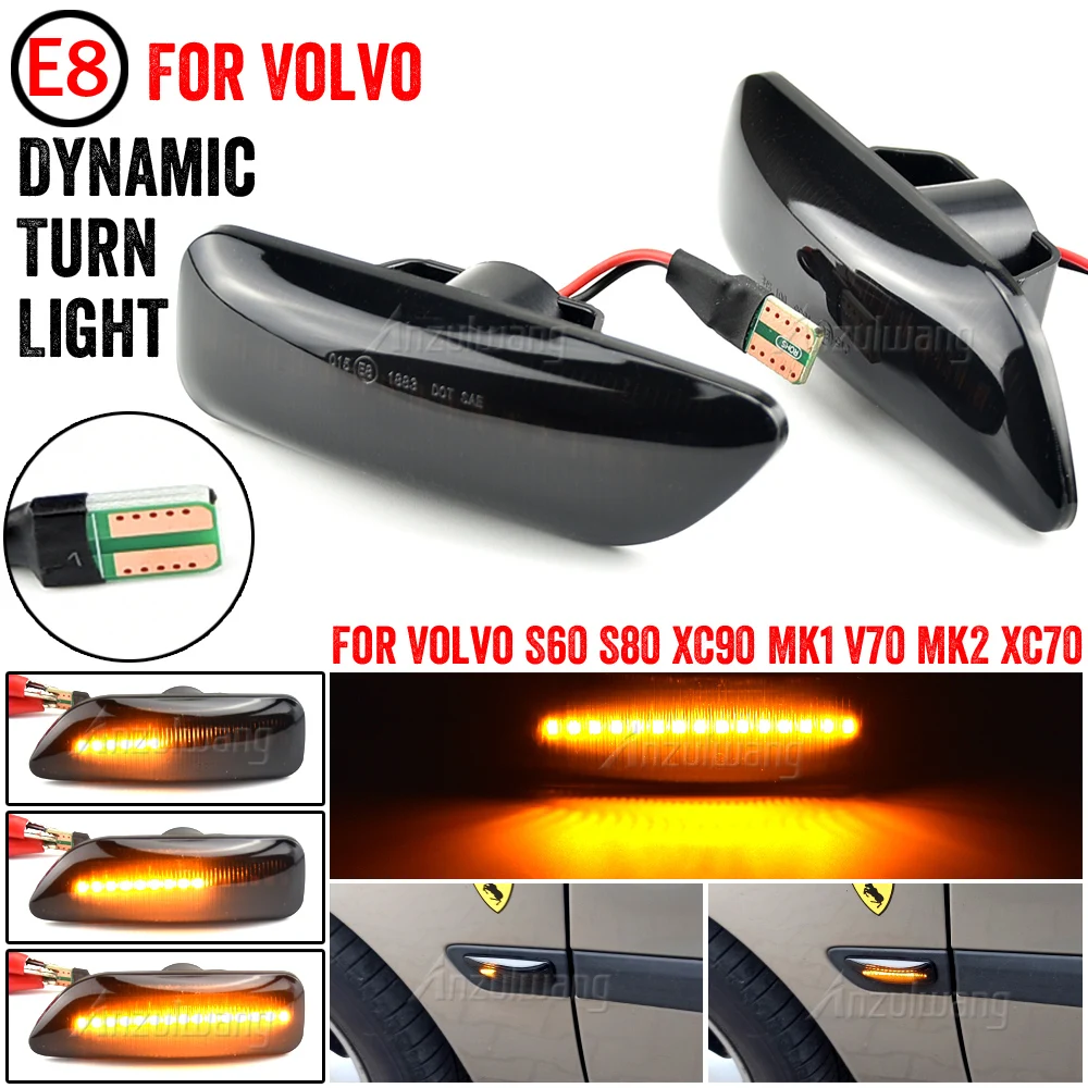 Dynamic Amber LED Side Marker Blinker Turn Signal Light For Volvo XC90 S80 XC70 V70 S60 2001-2009 30722641 3072264