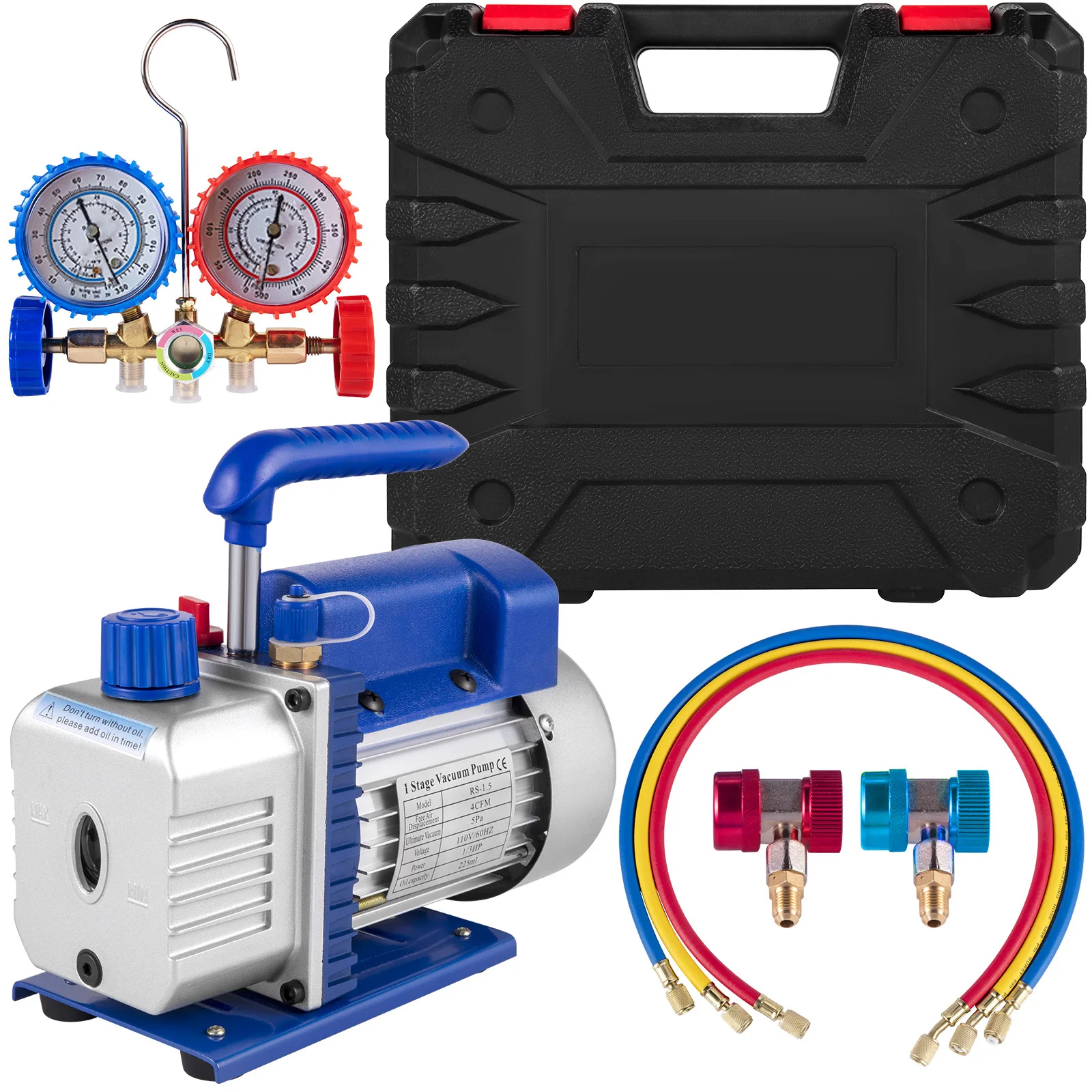 SucceBuy bomba de vacío 4CFM 1/4HP HVAC A/C refrigerante de aire bomba de vacío de paletas rotativas 1 etapa 1 válvula… — oferta en AliExpress