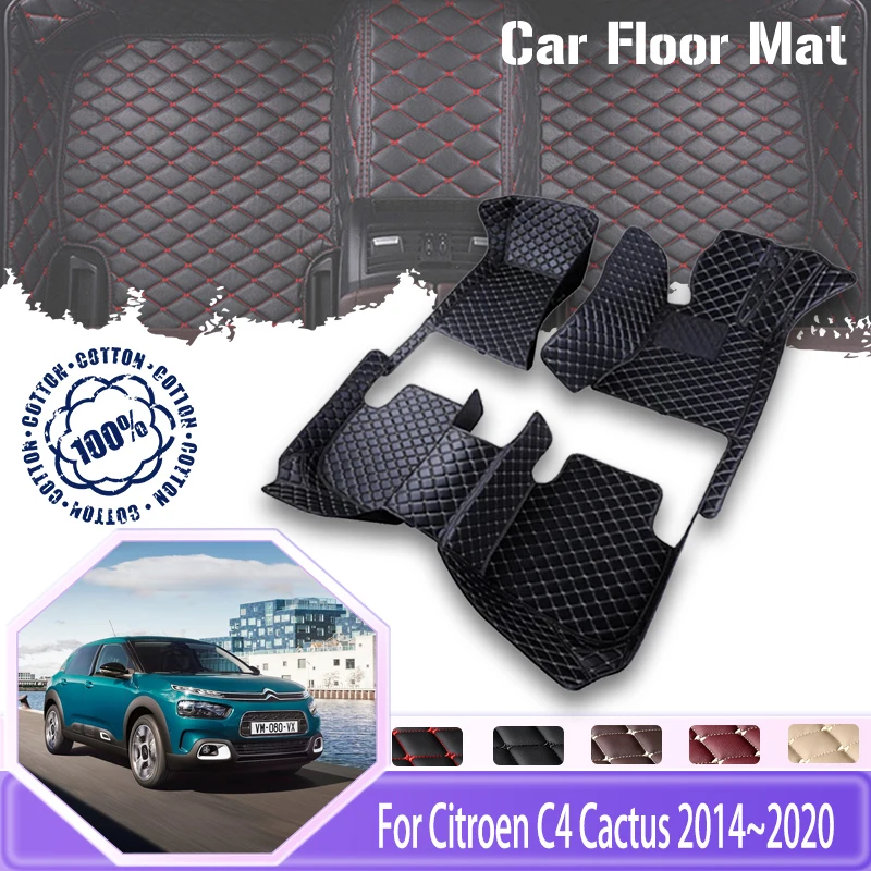 

Car Matts Floor Carpet For Citroën C4 Cactus 2014~2020 Anti-dirt Pad Leather Car Floor Mats Universal Waterproof Car Accessories