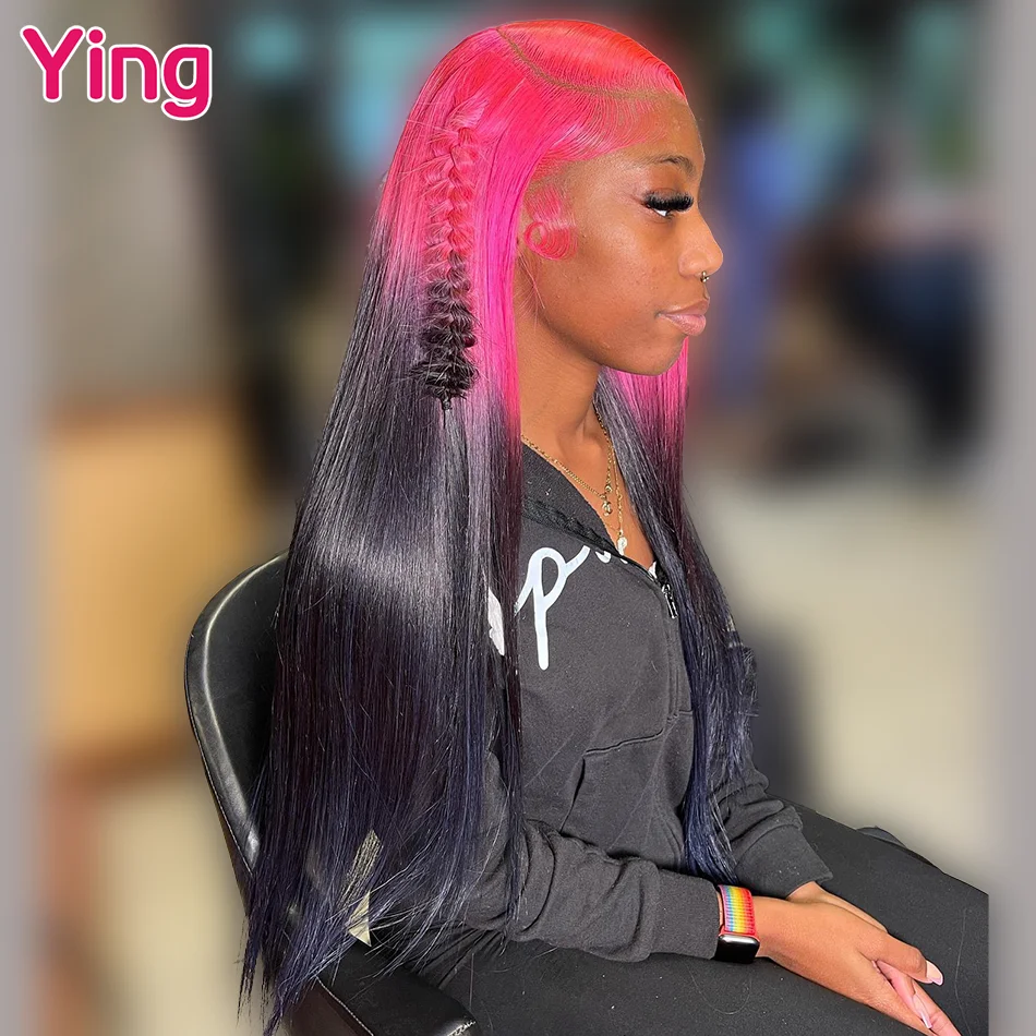 

Omber Pink Root 200% Bone Straight 13x4 13x6 Lace Frontal Human Hair Wig PrePlucked Brazilian Remy Ready Go Wigs For Black Women