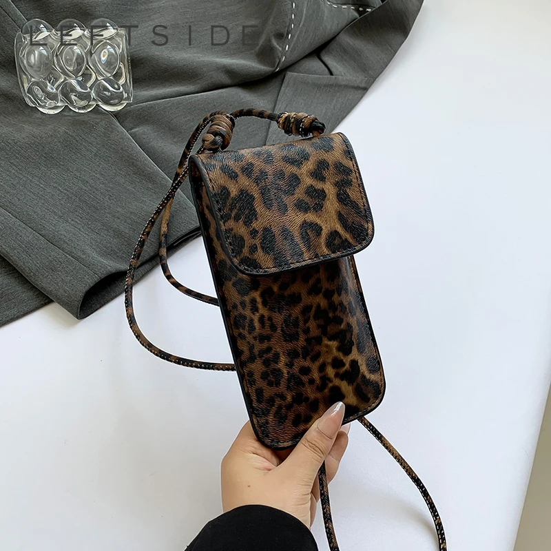 LEFTSIDE Mini Leopard PU Leather Crossbody Bags For Women 2024 Y2K Trend Females Korean Fashion Lady Shoulder Bag Lady Handbags