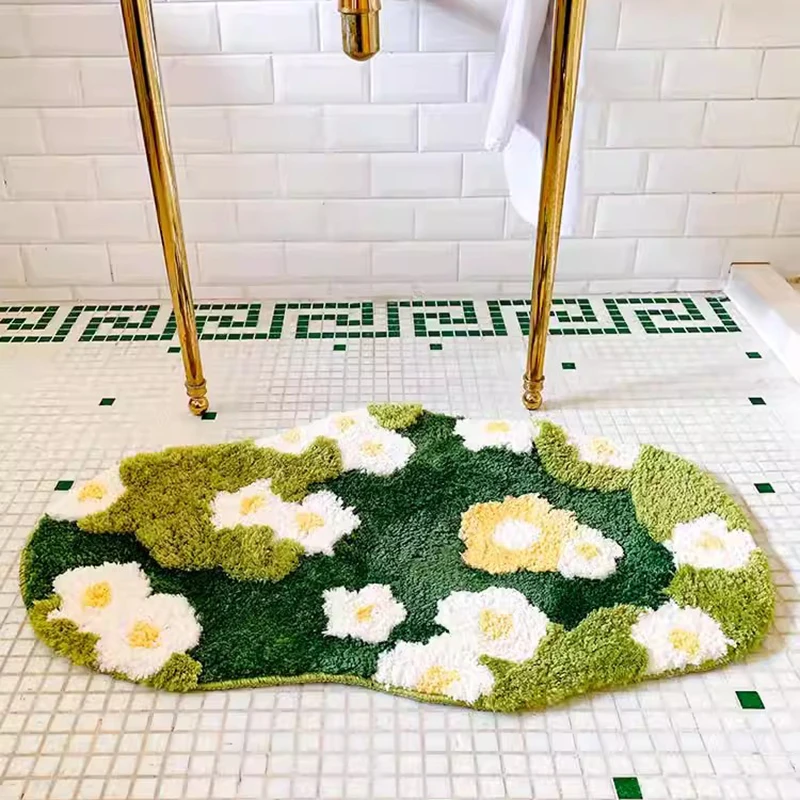 Tapete De Quarto De Tufting Moss, Tapete De Banheiro, Plantas Macias Do Prado, Tapete Da Sala De Estar, Almofada De Cabeceira, Capacho, Tidy Estética Home Decor