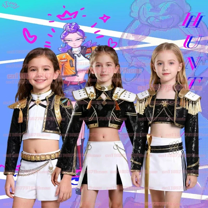 

New Halloween Cosplay Black Golden Rumi Zoey Mira Cosplay KPop Demon Hunters Cosplay Costume Wig Girls Suit Halloween Party