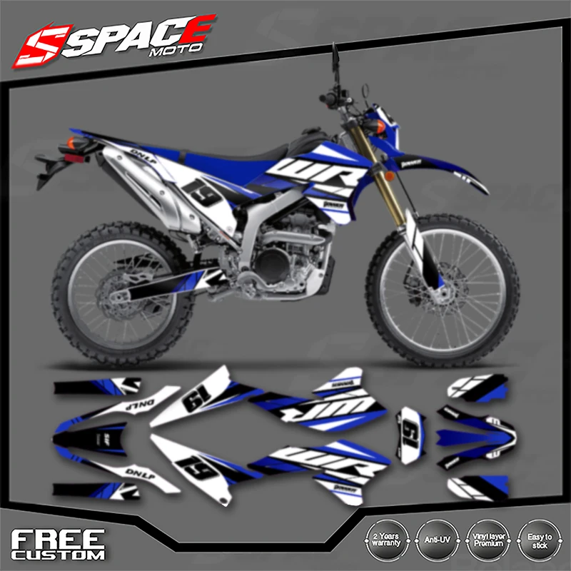 الفضاء مخصص للدراجات النارية الرسومات خلفية مائي لياماها WR250R 2008 2009 2010 2011 2012 2013-2020 الشارات ملصقات أطقم 008