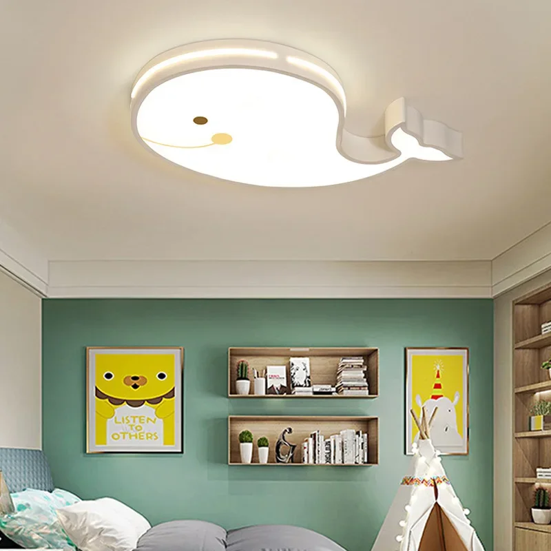 Modern Led Ceiling Lamp Creative Lighting for Family Theme Hotel Children Kids Bedroom Study Hallway Led Whale Ceiling Light