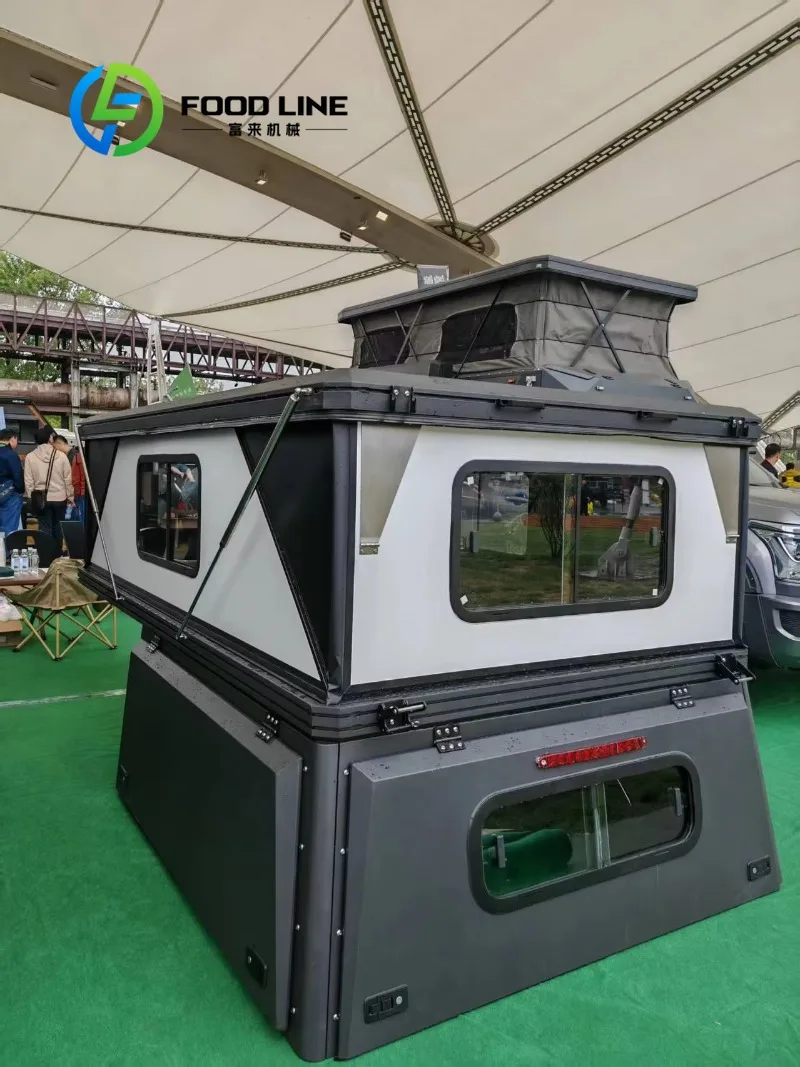Truck Camper Lightweight Demountable Pop Up Slim Compact Structure Fits Mid-Size Half-Ton Pickup Trucks For Small Family Camping