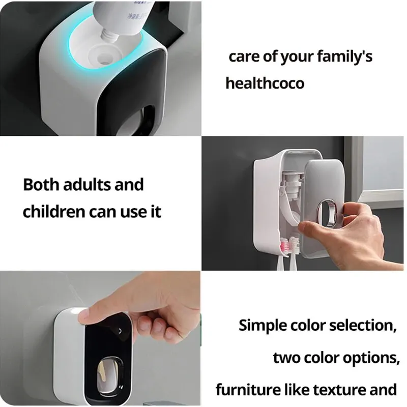 1pc Waterproof Toothpaste Squeezer Automatic Toothpaste Dispenser Wall Mount Bathroom Bathroom Accessories Toothbrush Holder