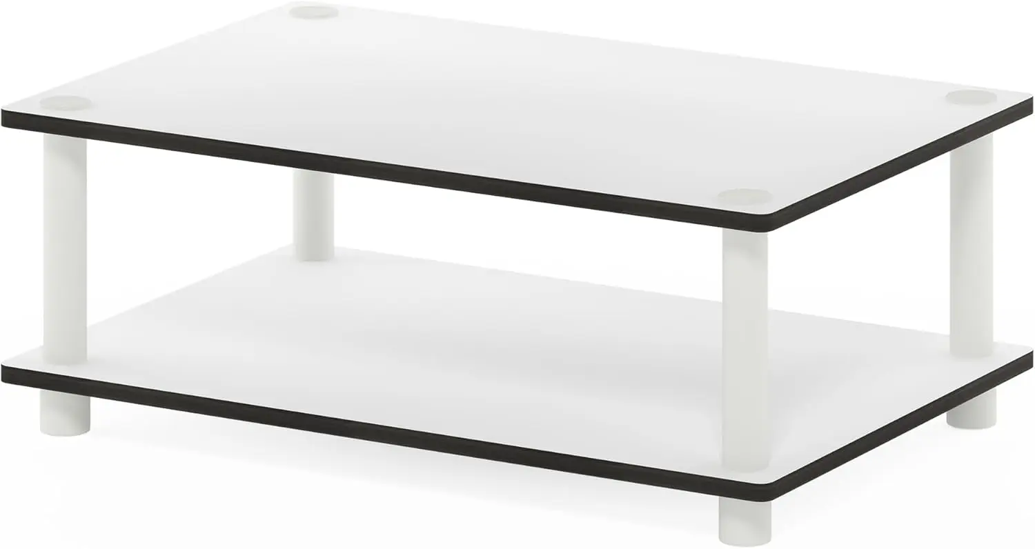 

2-Tier Coffee Table, White with White Tube, No Tools Assembly