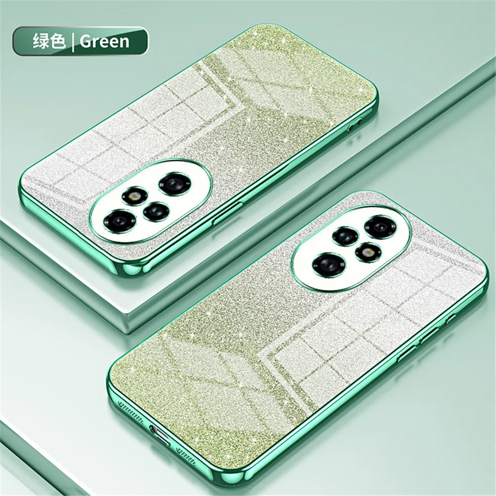 For Honor 200 Pro Gradient Glitter Plating Clear Phone Case For Huawei Honor 200 Lite 100 90 80 70 60 50 30 20 Pro Bumper Cover