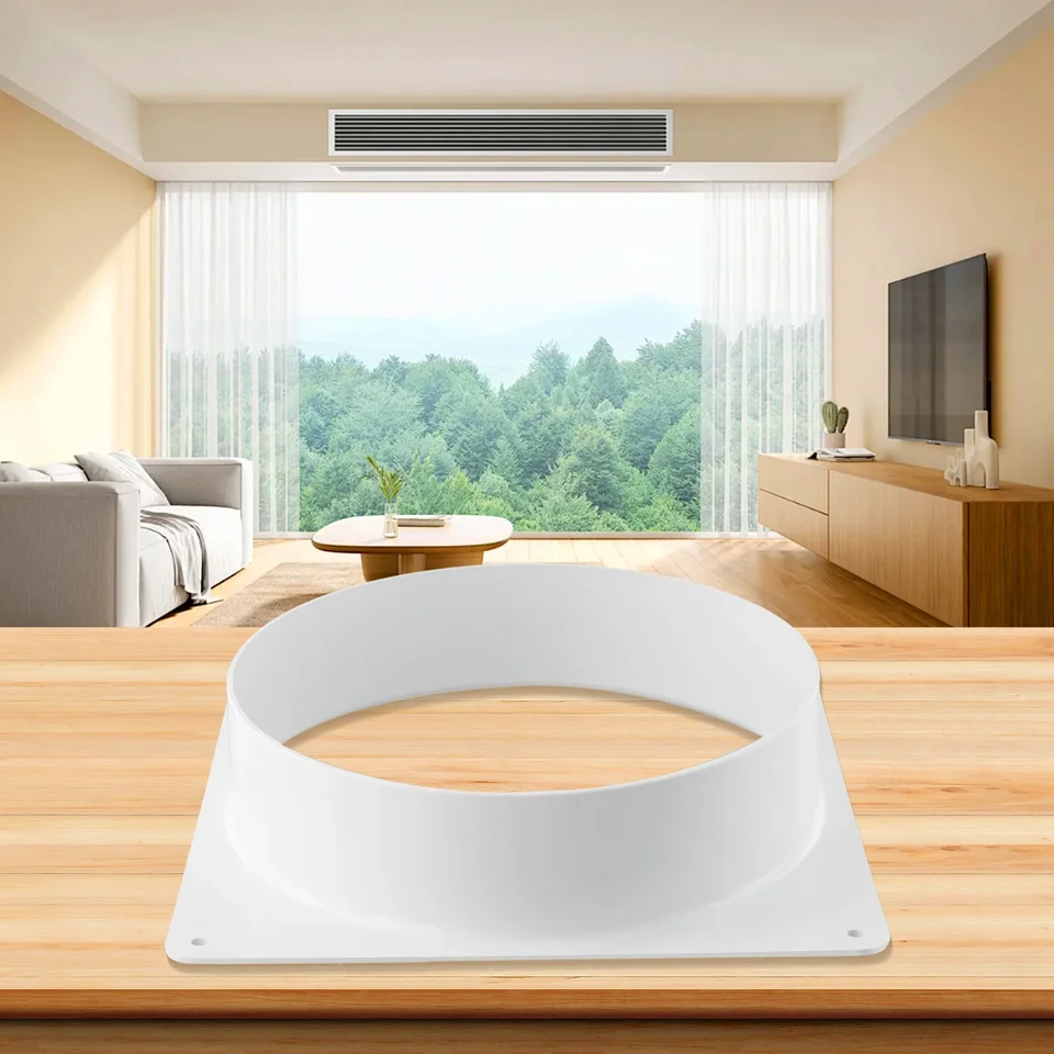 Flangia Connettore Condotto Aria 100mm | Plastica Bianca Con Fori Pre-forati | Per Ventilazione E Cappe