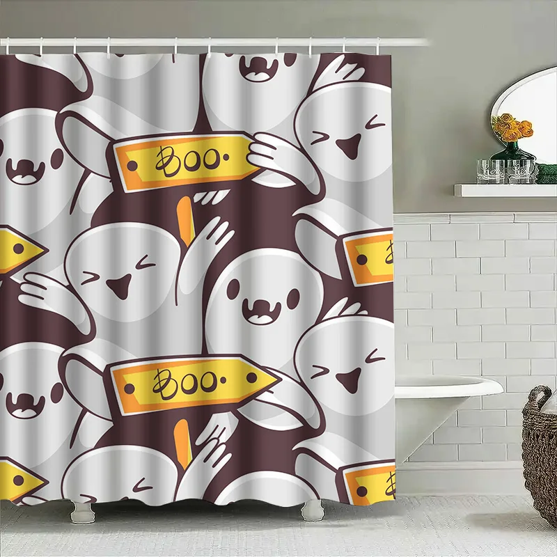 

1pcCute Cartoon Ghosts Bathroom Shower Curtain Funny Halloween Decor for Kids Girls Room Shower Curtain for Bathroom