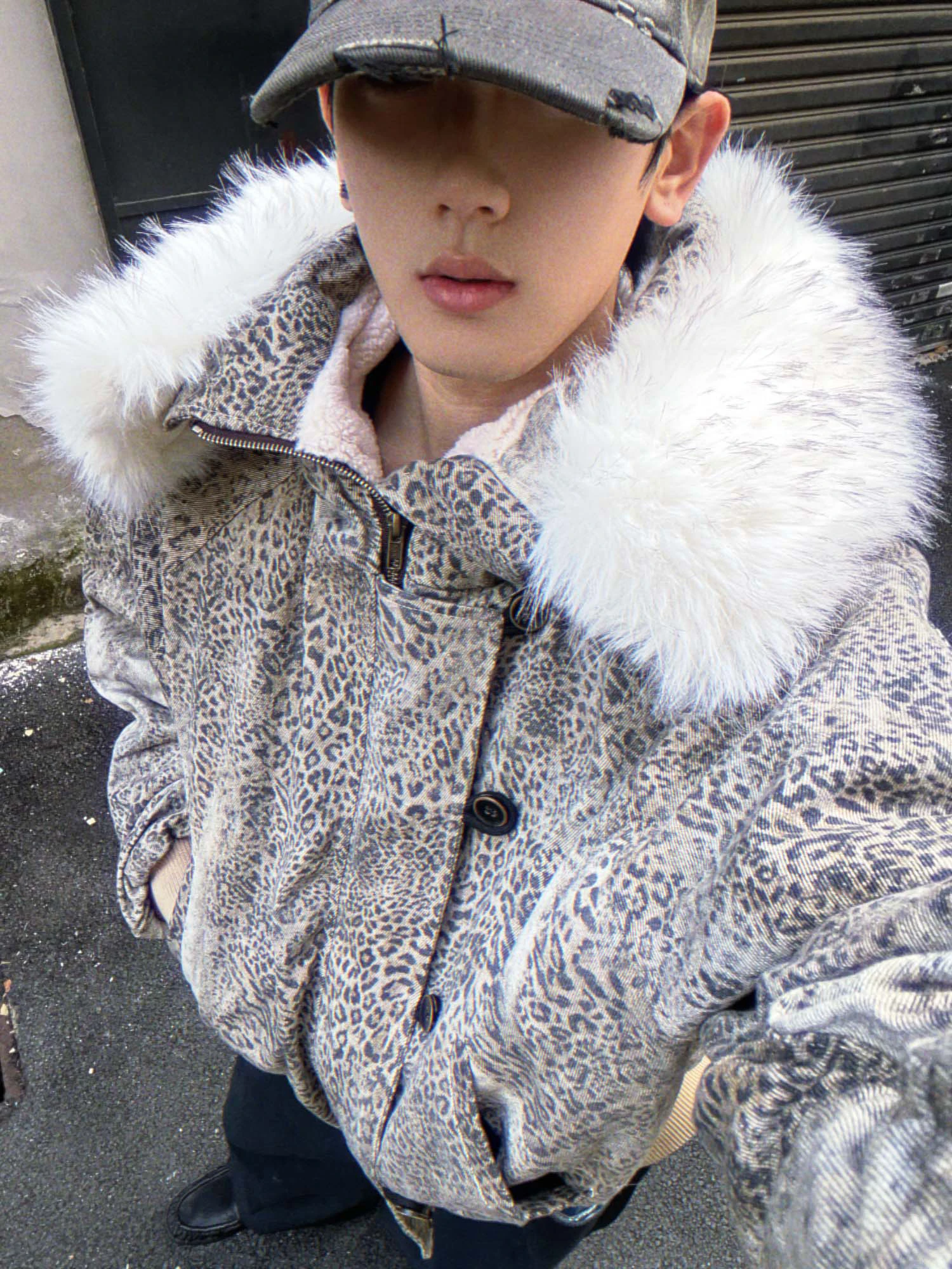 Fashion American Style Leopard Print Fur Collar Cotton Jackets Men Women 2025 Winter New Trendy Parkas Loose Comfort Warm Coats