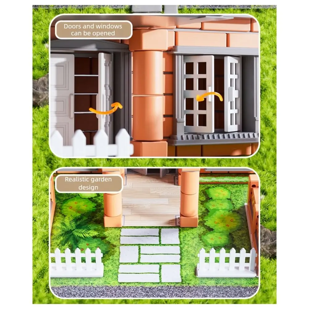 Set di blocchi per case da costruzione fai-da-te multicolori Case per piastrelle in plastica assemblare giocattolo modello di villa in miniatura Mini assemblaggio di mattoni