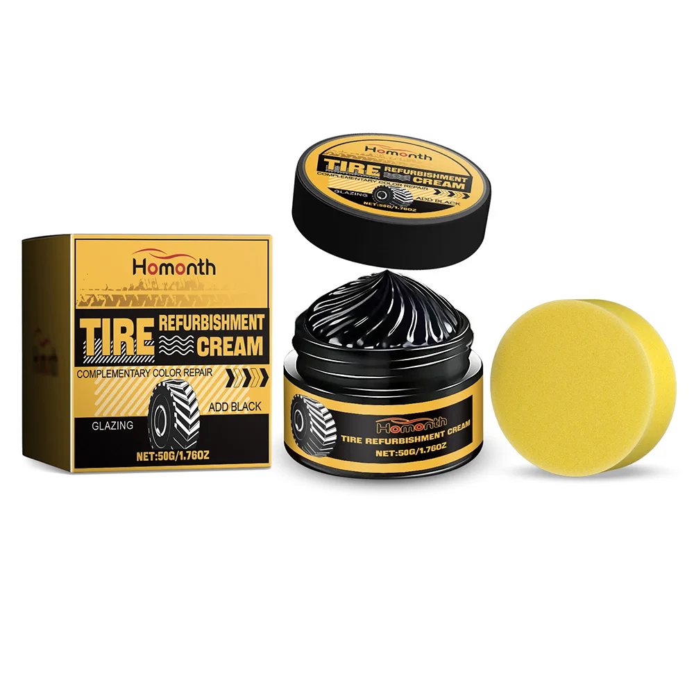 

50g Car Tire Maintenance Tire Coating Paste Shiny Paste Car Tire Polishing Agent Auto Cleaning Refurbishing Supplies