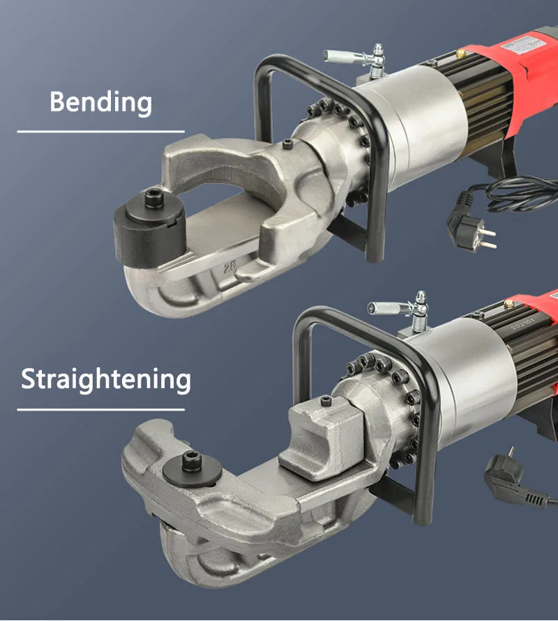 Portable Electric Hydraulic Steel bar Bending and Straightening machine 4-25mm Thread Steel Rebar Bender and Straightener