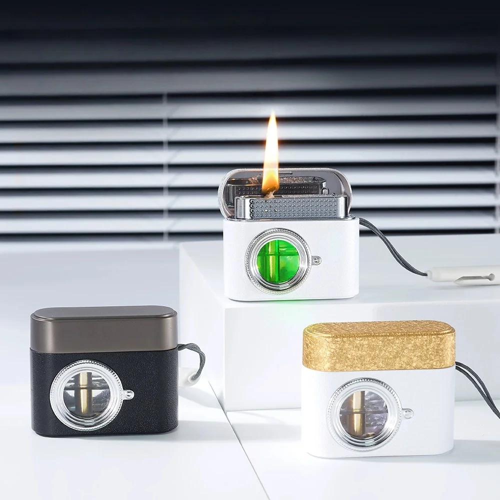 

New Creative Camera Design Pendant Lighter Oil Electric Hybrid Metal Voice Control Visual Window Lighter Fashion Gift