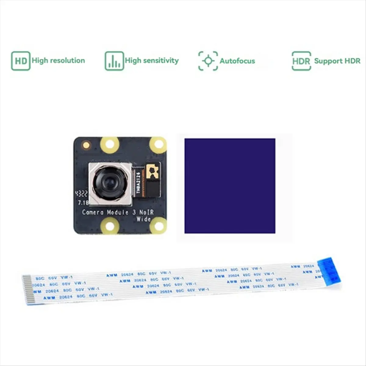 #47B Electronics Accessories,For Raspberry Pi Camera Module 3 Wide NoIR IMX708 11.9MP Field Angle (Plastic)