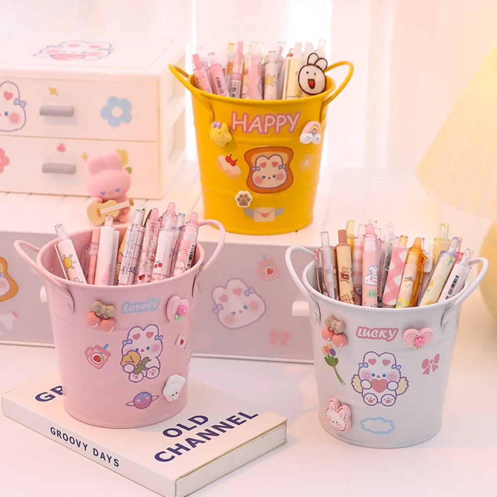 

Desktop Storage Box Creative Art Pen Holder Personalized Colorful Pencil Cup Bucket Cute Pencil Cup Pink Bucket Pencil Holder