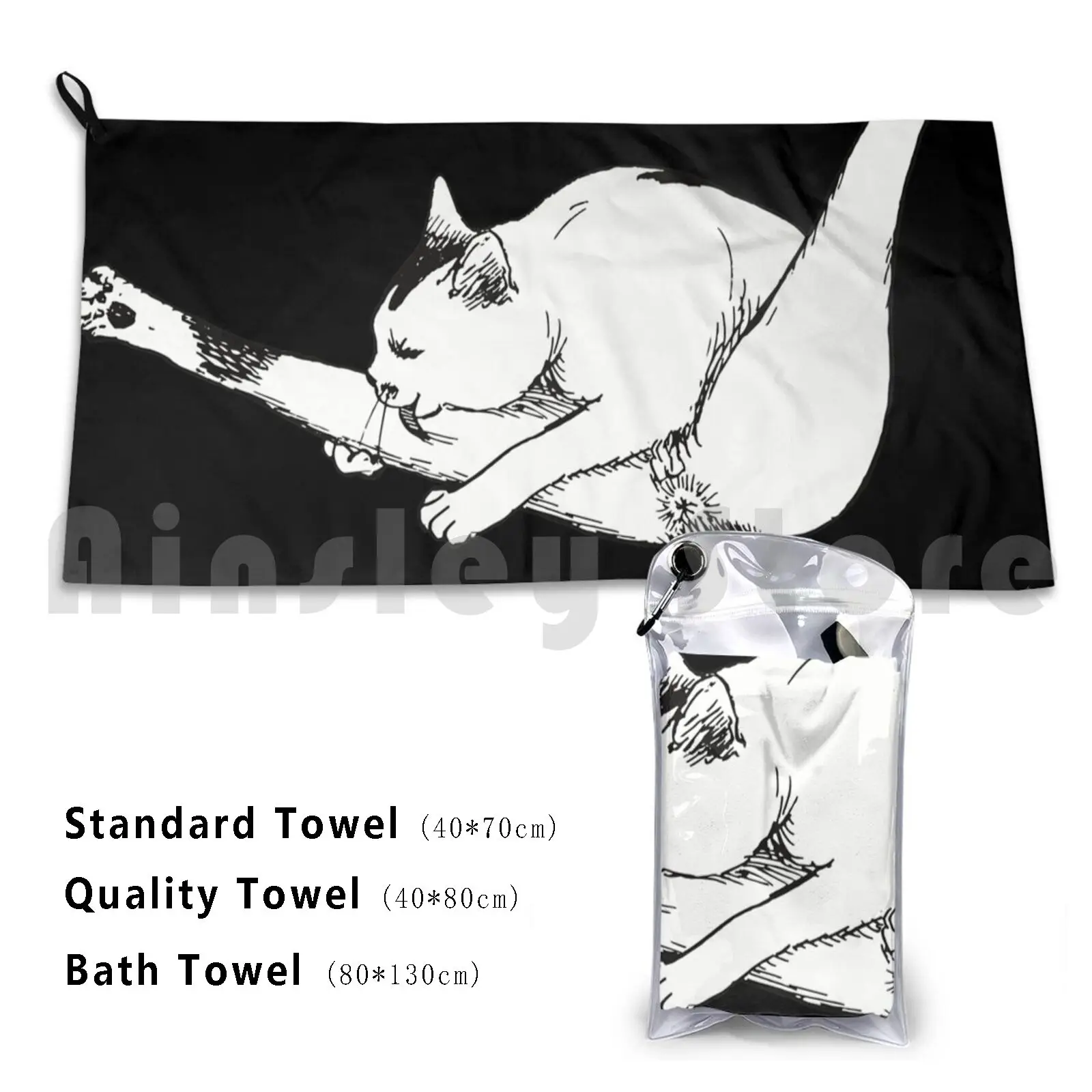 

Towel Cat Self Lick-Hat Cat Funny Cute Horror Manga Comic Anime Japanese