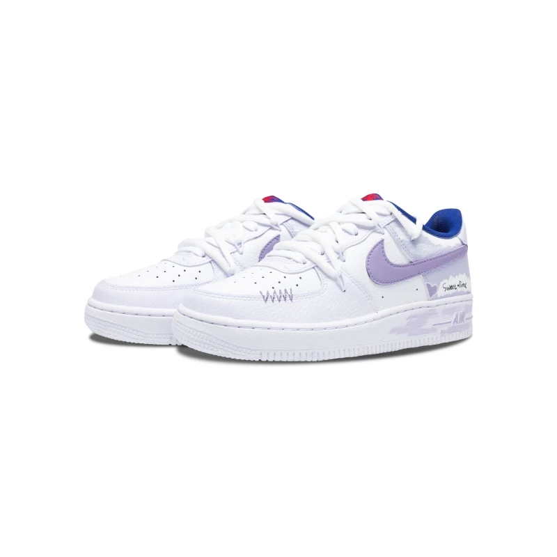 【Aanpassing�� Nike Air Force 1 Skateboardschoenen Dames Laag Wit/Purple-CT3839-101