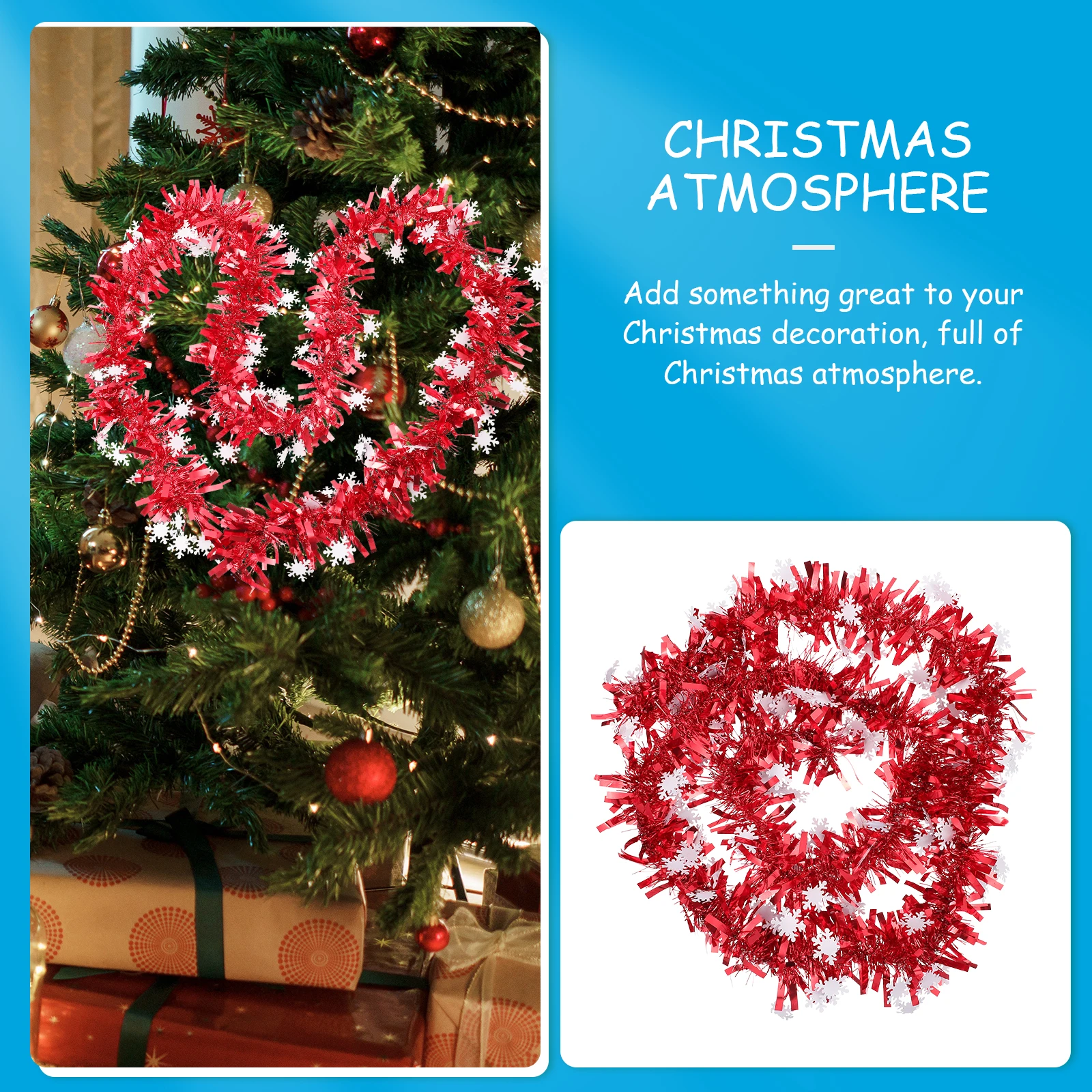 5개 크리스마스 장식 테슬 가랜드 매우 긴 밝은 색상의 크리스마스 트리 벽 문 파티 축제용 펜던트