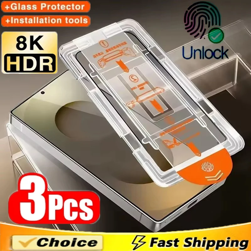 

3Pcs Oleophobic Coating Dust Free Easy Installation Screen Protector for Samsung Galaxy S25 S24 Ultra S21 S22 S23 Plus Glass