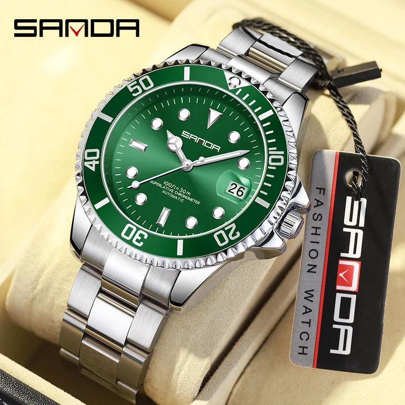 SANDA Luksusowy Męski Zegarek Mechaniczny Wodoodporny Długotrwały Podświetlenie Nocne Kalendarz 2.5-krotny Retro Biznesowy Zegarek Casual
