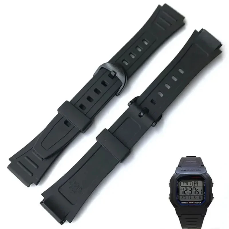waterproof watch band For Casio G-Shock W-800H W-217H AQ-S800W Resin Rubber Convex Joint 18mm Bracelet watch accessories band
