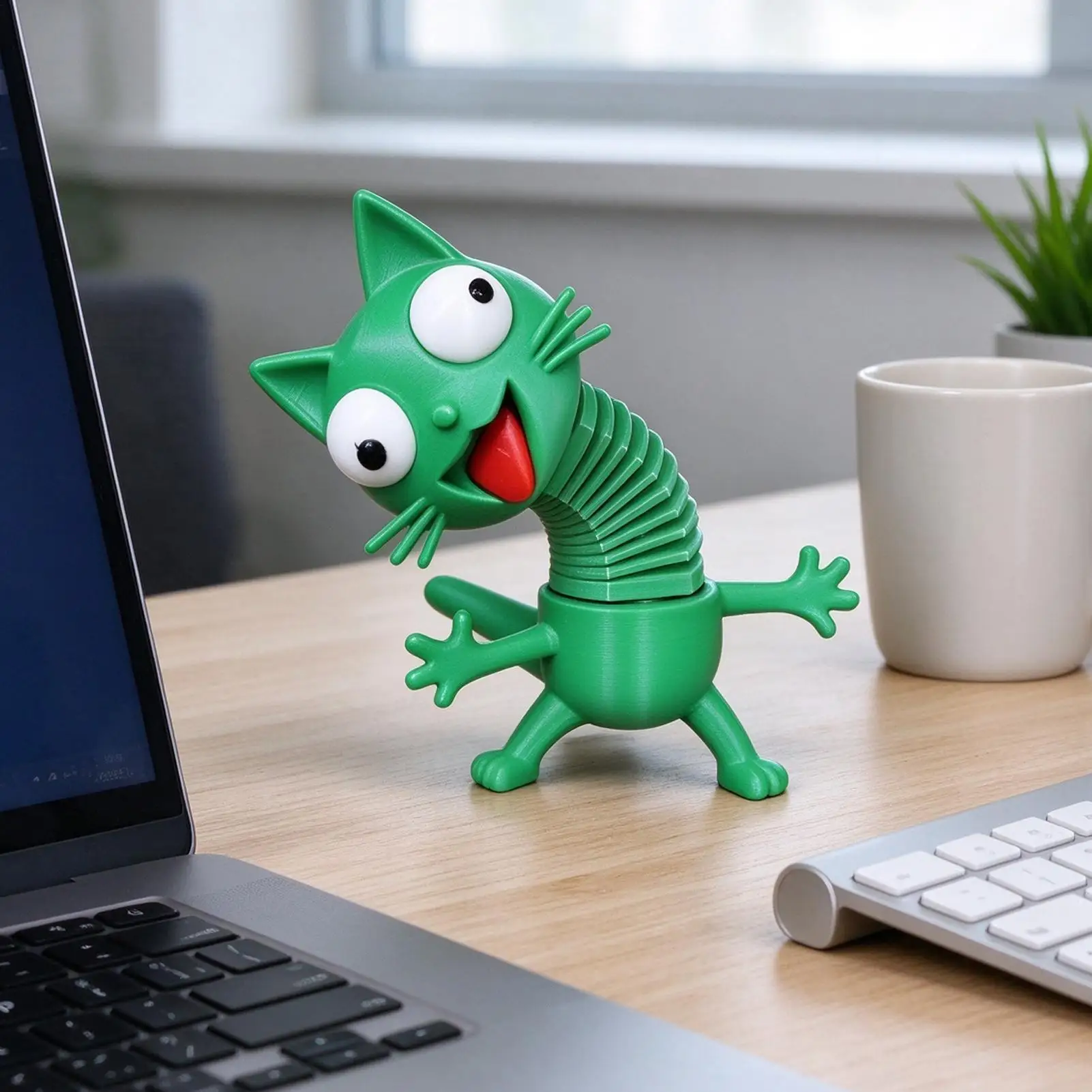 Dashboard Animal Figurines 3D Printed Cat Dog Wobbly Home Decor Spring Mounted Desk Decor for Homeowners Renters Decorators