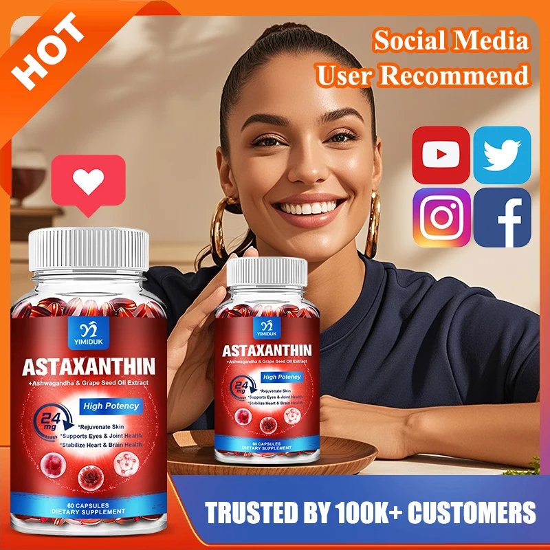 

Капсулы Юimiduk Астаксантин, с витамином Е, экстрактом корня Апевандаха, поддерживают повышение жизненно важности, комфорт суставов, здоровье сердца