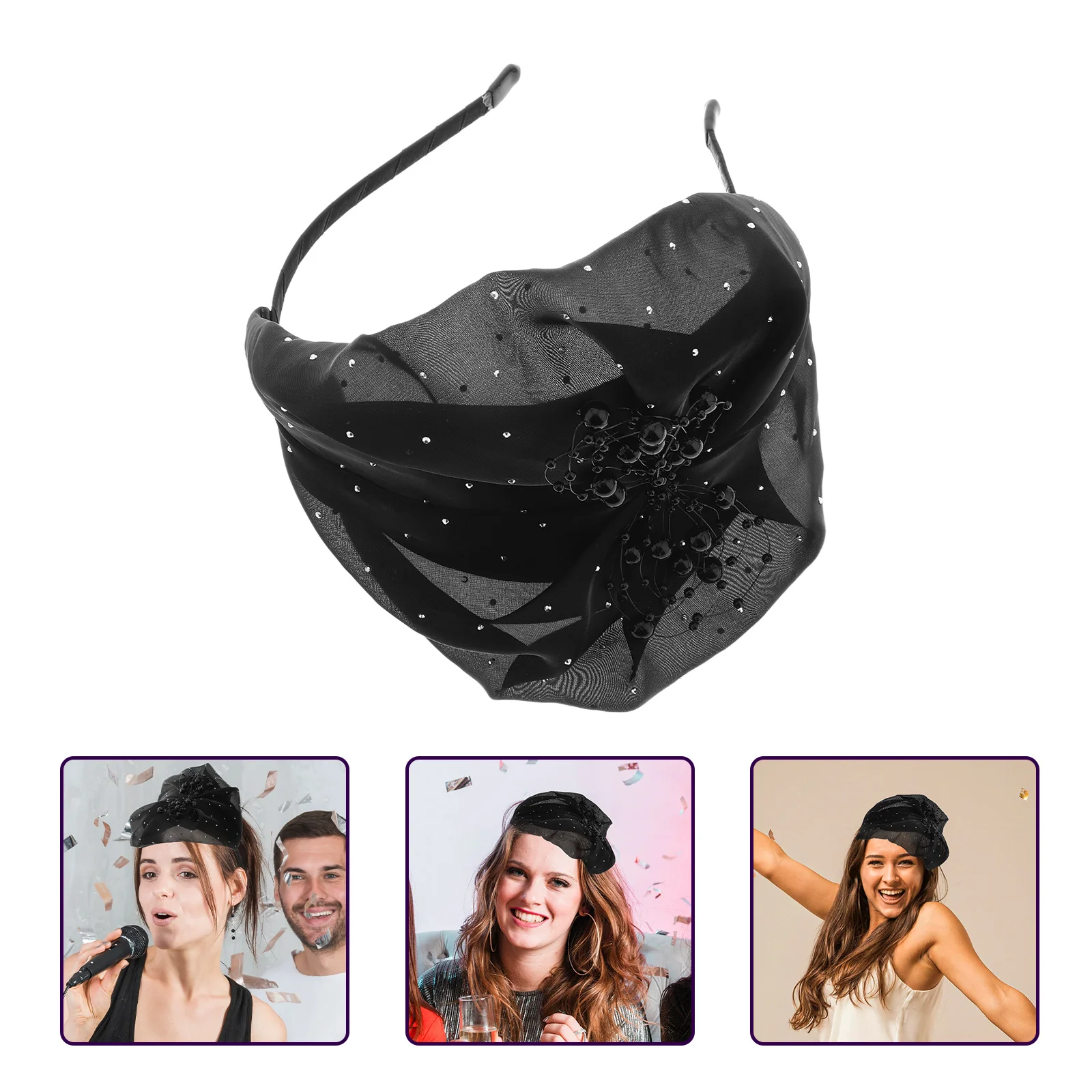 

Lace Half Hat Headband Women Elegant Hair Accessories Breathable Wedding Bridal Fascinator Hairband