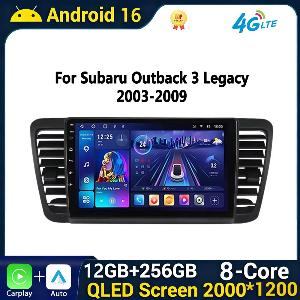 Android 16 Car Radio for Subaru Outback 3 Legacy 4 2003-2009 Multimedia Stereo Intelligent GPS Navigation Wireless Carplay DSP