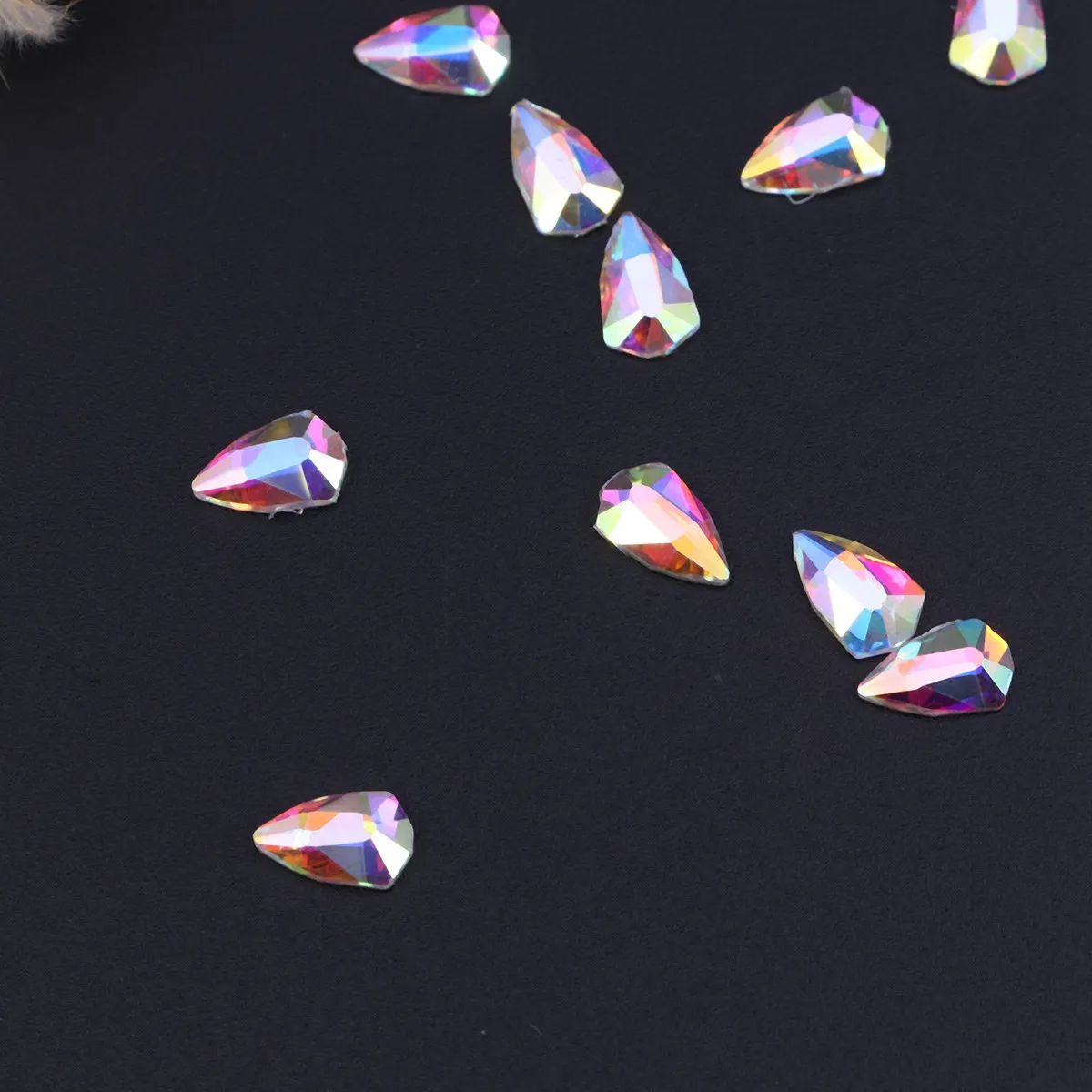 10Pcs Nail Art Rhinestones Crystal Imitation Flat Back Gems 5x8mm Shield Shape DIY Nail Decor for Manicure Home Salon