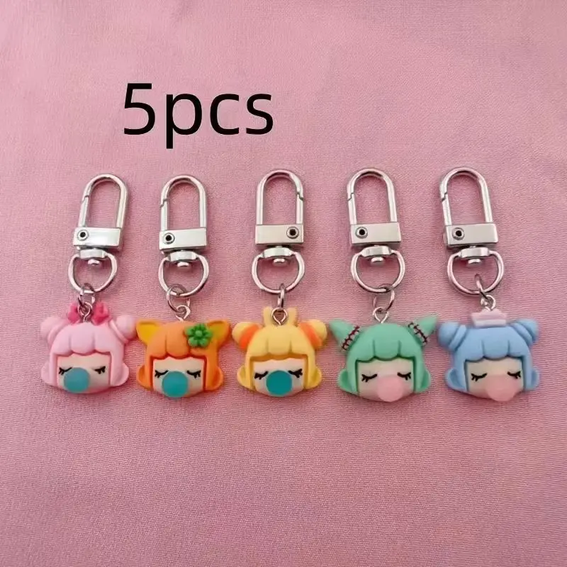 5pcs resin girl keychain, suitable for bags and car accessories, a great gift choice view 4